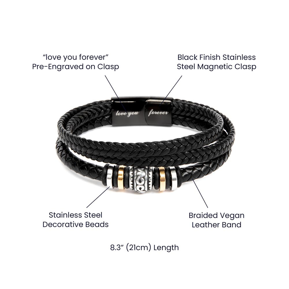 To My Bonus Son - I Chose You Braided Leather Bracelet Gift from Stepmom