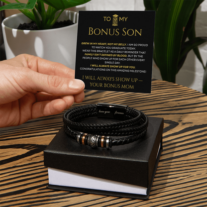 To My Bonus Son – Grew In My Heart Braided Bracelet
