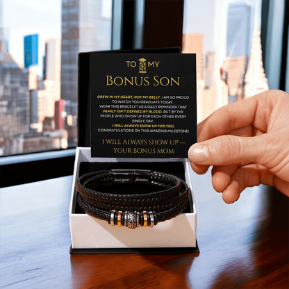 To My Bonus Son – Grew In My Heart Braided Bracelet