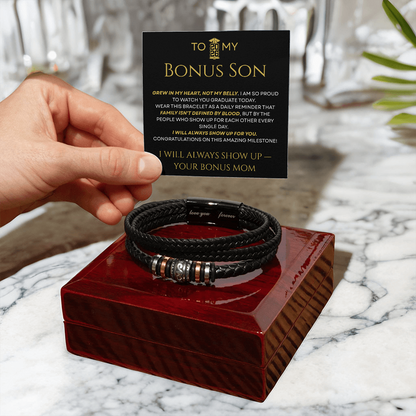 To My Bonus Son – Grew In My Heart Braided Bracelet