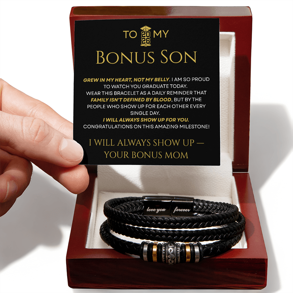 To My Bonus Son – Grew In My Heart Braided Bracelet