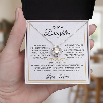 To My Daughter — Stronger Than Any Storm — Necklace with Message Card