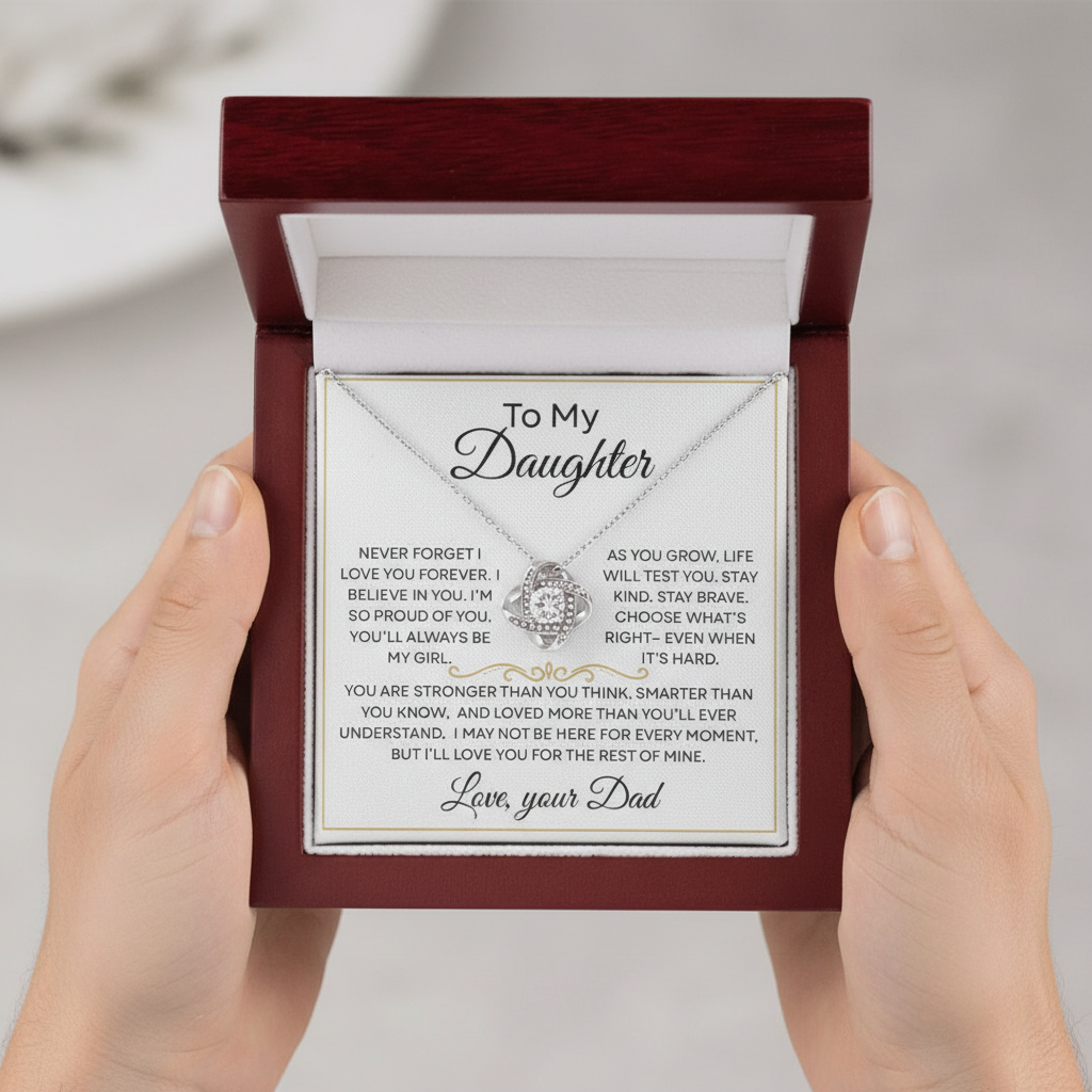 To My Daughter Forever Love Knot Necklace